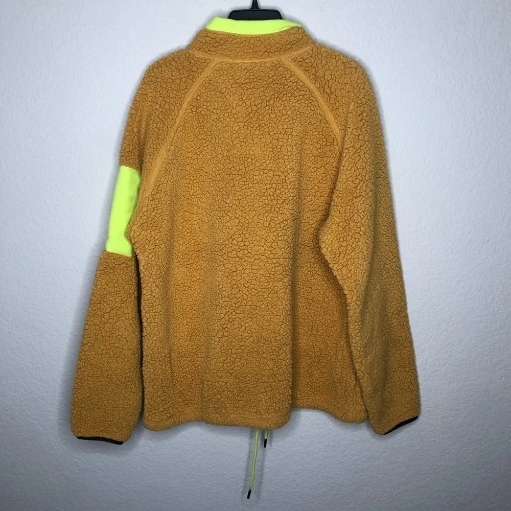 Fila Orange Neon Green Cozy Sherpa Half Zip Sweatshirt Pullover Jacket